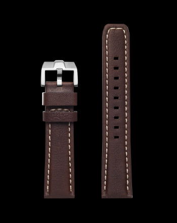 ProTek 22mm Leather Strap - Dark Brown with Steel Buckle
